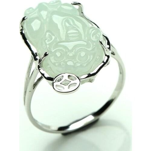 Luxury Jewelry Girls Ring sterling inlaid gemite Pixiu natural gem lucky dance lovers Lovely Fine RINGS 6 7 8 9