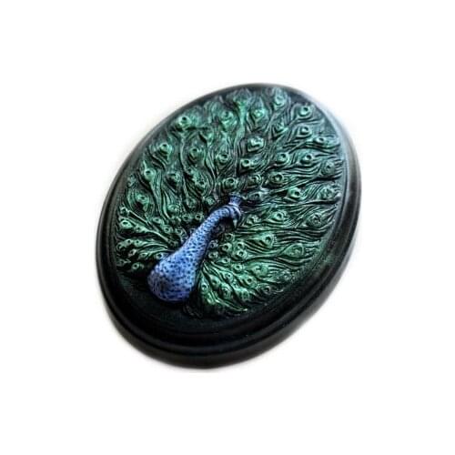 PRZY silicone peacock oval cake decoration handmade soap candle fragrance stone mold