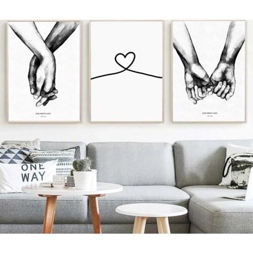 Nordic Back White Style Sweet Love Canvas Poster Minimalist Print LOVE Quotes Painting Picture for Living Room Home Decor