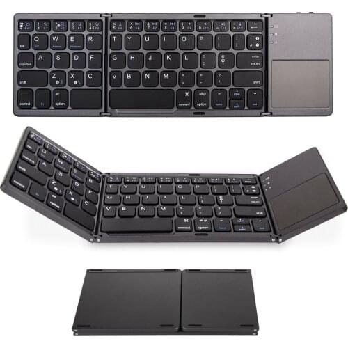 Foldable Wireless Keyboard Rechargeable Portable Mini Wireless Keyboard With Touchpad Mouse For IOS Android Windows PC Tablet