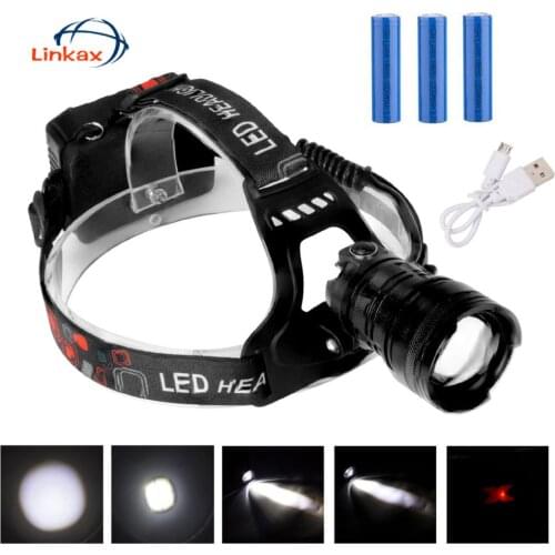 USB Rechargeable P90 led headlight white light Fishing Hunting head lamp Camping head light Flashlight Torch with 18650 battery