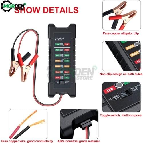 12V 24V Car Battery Tester Quick Cranking Tester Alternator 7 LED Light Display Auto Diagnostic Tools 24 Volts Battery Dropship