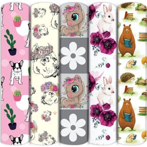 Polyester Cotton Fabric Horse Dog Cat Print Fabric for Tissue Sewing Quilting Fabrics Needlework Material DIY Handmade,c20223