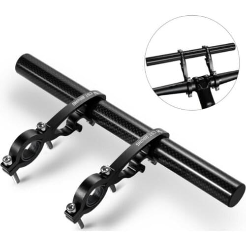 Bicycle Handlebar Extender 25CM Carbon Tube Double Clamp Alloy 18-35mm Handlebar Extension Bike Light GPS Computer Outdoor Sport
