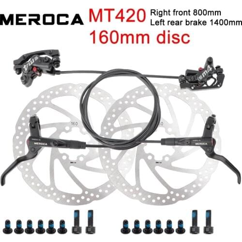 MEROCA MT420 MTB Brake bicycle Hidraulic 160mm Disc Brake Four-piston Right front/left rear brake 800/1400mm bike oil brake