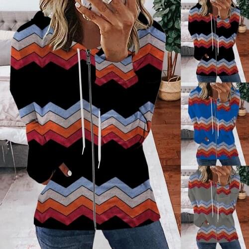 Women Long Sleeve Zip-up Hoodie Jacket Casual Pockets Print Sweatshirt Coat Comfy Fashion High Quality Hoodie Толстовка Женская