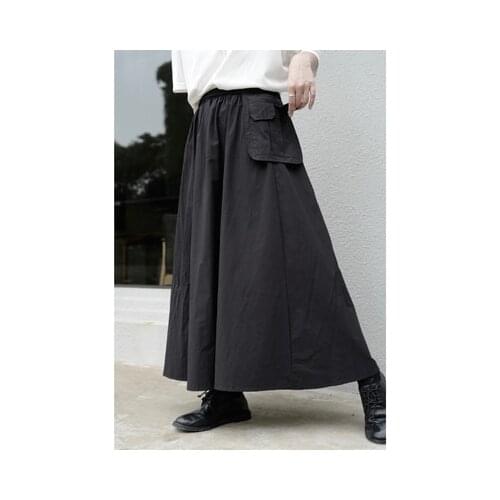 Yamamoto style Japanese basic black skirt 2020A-line skirt irregular mid-length skirt