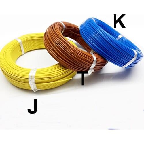 10M/20M Bule PTFE Temperature measurement 2*0.5 K type Thermocouple compensation wire PTFE cable for Thermocouple