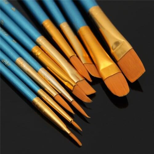 10pcs New Nylon Wooden Handle Paint Brush Set for Kids Watercolor Gouache Drawing Painting Art Supplies SDF-SHIP