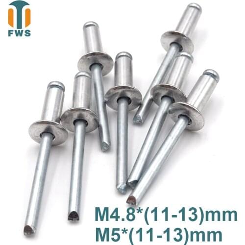 10 PCS M4.8 /M5 11-13mm DIN EN ISO 15977 GB /T 12618.1 Aluminum Open End Blind Rivets Pop Rivets With Protruding Head
