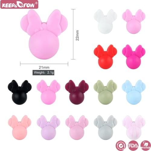 Keep&Grow 10Pcs Silicone Beads Cartoon Mouse Shape Beads Food Grade For DIY Necklace Making Baby Teething Beads Toys Nursing