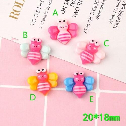 20pcs/Lot 20*18mm Colorful Resin Cabochon 20*18mm Kawaii Bee DIY Jewelry Findings Embellishments Scrapbooking Clay beads