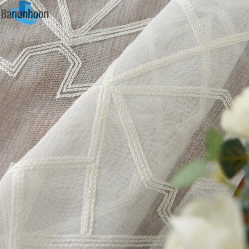 2019 Top Fashion Flat Office Geometric Voile Curtains For Living Room The Bedroom Window Sheer Curtain Tulle Fabric Drapes