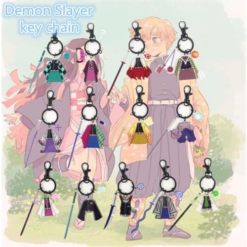 2021 Anime Demon Slayer knife Key chains Fashion Kamado Tanjirou clothes Keyring Rengoku Shinjurou Agatsuma Zenitsu Keychain