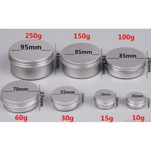 5 10 15 30 60 100 150 200 250 ml Empty Aluminium Cosmetic Containers Pot Lip Balm Jar Tin For Cream Ointment Hand Cream Packagin