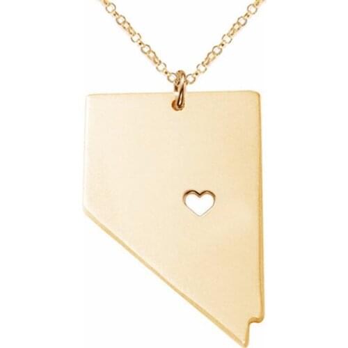 50pcs/lot Outline Map Necklace I Heart Nevada Map Necklace Nevada Silhouette Jewelry Personalized State Charm Map Necklace