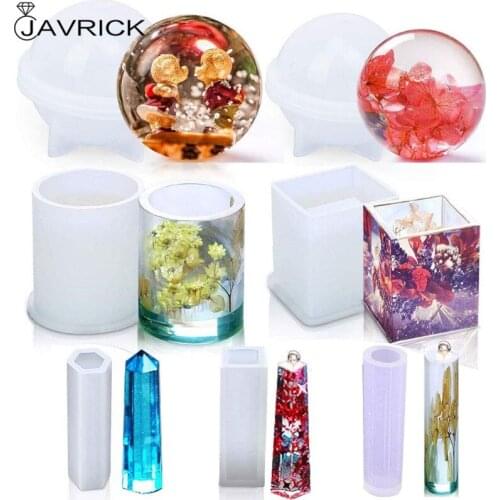 7Pcs/Set Crystal Epoxy Resin Mold 3D Spherical Cylinder Pendant Casting Silicone Mould DIY Crafts Jewelry Making Tools