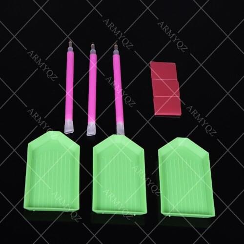 ARMYQZ DIY Diamond Embroidery Accessories 5D Square Round Diamond Painting Tool Tray Pen Tools Set Mosaic Glue Pen Kit