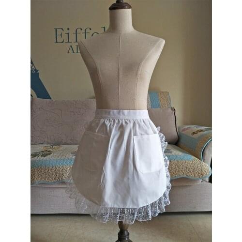 White Half Waist Bistro Restaurant Lace Ruffle Apron Women Kitchen Avental de Cozinha Divertido Tablier Cuisine Pinafore Apron