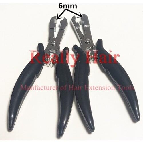 Free shipping 2pcs Wholesale sales antirust plating flat hair Black handle 6mm model extensions/hair extension tools/Hair plier