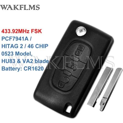 Flip Remote Car Key Fob For Peugeot Expert Citroen Dispatch 2019 2010 2011 2012 2013 2014 2015 2016 ID46 VA2 0523 Model 433Hhz