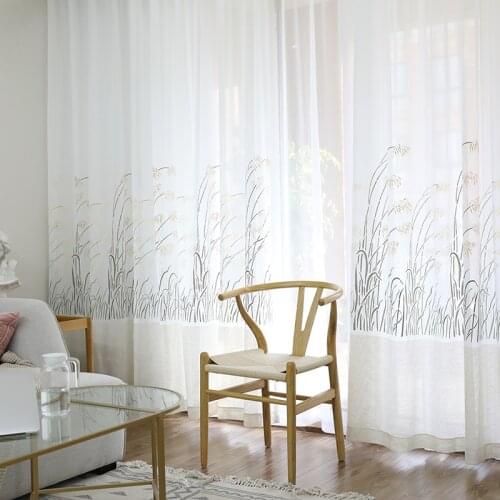 Chicity Home Decor luxury Tulle Curtains For Living room Pastoral Style Embroidered Tulle for bedroom and kitchen customized