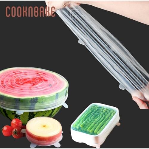 COOKNBAKE 6pc Reusable silicone stretch lids universal Silicone food wrap bowl pot lid silicone cover pan for cooking Kitchen