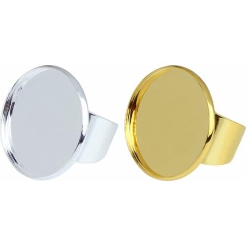 DC 5/10pcs/lot Silver Color Open Rings Settings Cabochon Base Blank Bezel Trays Fit 20mm Cabochon Cameo DIY Rings Findings