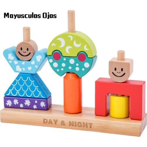 Day And Night Creative Assembling Building Blocks Childrens Early Education Educational Toys Baby Stacking Toys Spelling