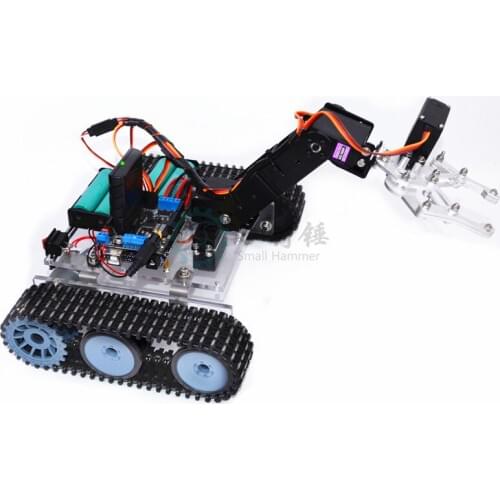 DIY Programmable Tank 4DOF Metal Mechanical Arm Robot Kit (Without Battery) Model Educational Toy Gift For Kid Adult
