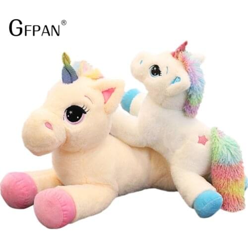 Giant 60/80cm Kawaii Unicorn Stuffed Animals Soft Plush Doll Cartoon Unicorn Animal Horse Birthday Gift Toys for children Kids
