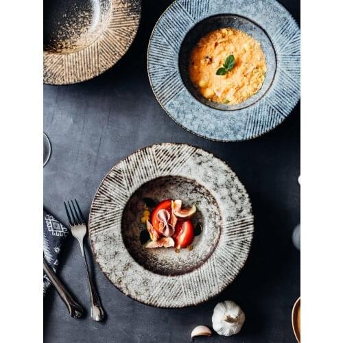 European-style ceramic straw hat plate, thick soup plate, soup bowl, western tableware dish, spaghetti plate flying saucer plate