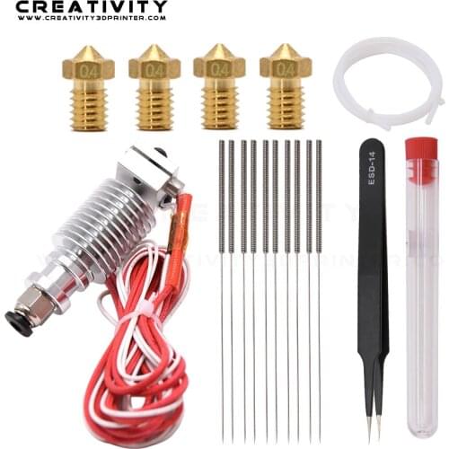 1Set E3D V6 Remote hotend Kit 3D Printer Partse Remote extruder 1.75/0.4mm Nozzle 12V/24V J-head with Tweezers and 1M PPTFE tube