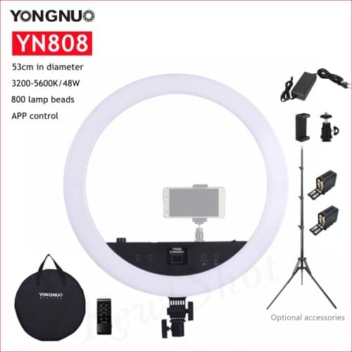 YONGNUO LED Round Lamp YN808 3200-5600K LED Ring Video Light Photography Studio Lighting For Camera Makeup Vlog TikTok Youtube