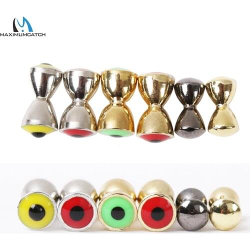 Maximumcatch 25Pcs/lot 3.2/4.0/4.8/5.5/6.3mm Fly Tying Beads Brass Dumbbell With Eyes Fly Tying Material