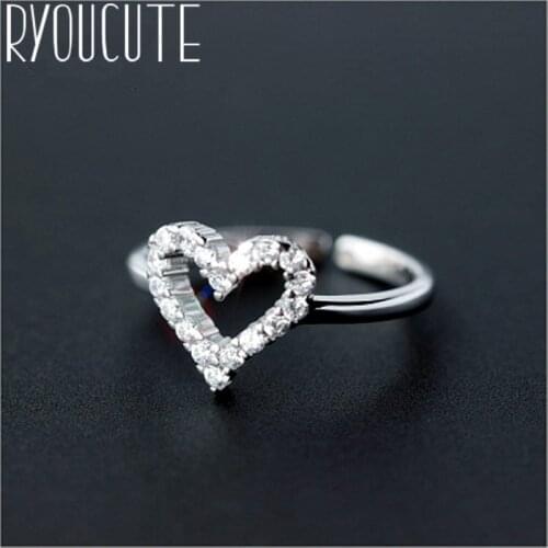 Fashion Zircon Love Heart Ring for Women Statement Jewelry Finger Ring