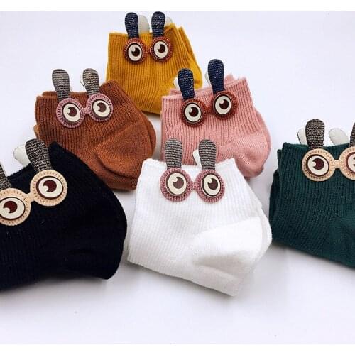 Cute Funny Socks Cartoons Streetwear 3D Big Eyes Women Happy Socks Cotton Warm Casual Fall Ankle Socks Personality
