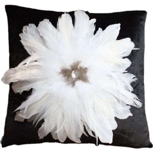 New Classic Rhinestone Feather Decoration Solid Color 45x45cm Bedroom Sofa Living Room Car Cushion Waist Pillow Covers