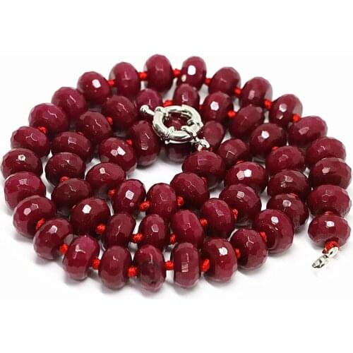 New fashion red rondelle abacus faceted beads 6x10mm noble women charms statement chain necklace elegant jewelry 18inch B1491