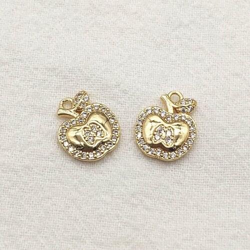 New Arrival! 14x11mm 20pcs Plating Real Gold color Cubic Zirconia Charm For Handmade Necklace Earring Parts DIY Accessories