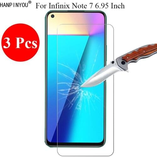 3 Pcs/Lot New 9H 2.5D Tempered Glass Screen Protector For Infinix Note 7 Note7 6.95" Phone Protective Film + Clean Tools