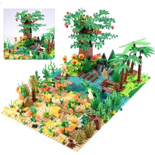 Oasis Shoal Animal Crocodile Building Blocks Beach View Educational Bricks Toys Accessories for Kids Birthday Gifts