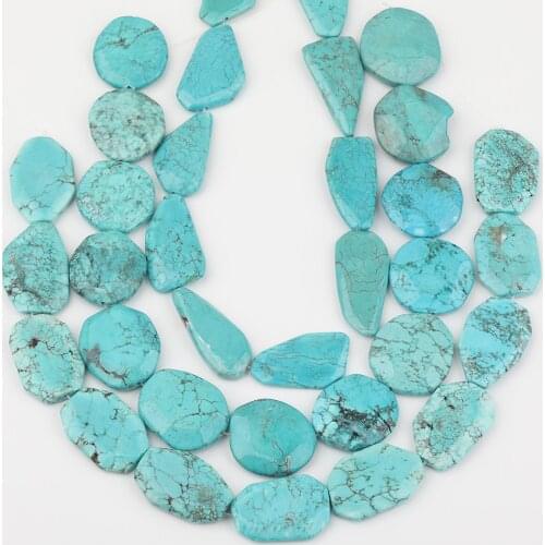 Approx 10pcs/strand Natural Blue Turquoises Stone Irregular Slice Beads Loose Charms Beads For DIY Fashion Jewelry Accessories