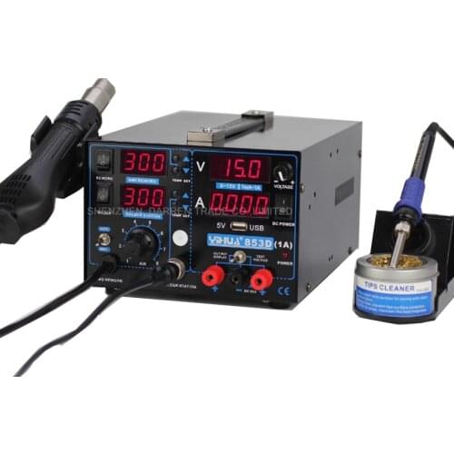 110V/220V YIHUA 853D 1A Repair Soldering Station Hot Air Gun Solde Iron Soldering Station With English Manual