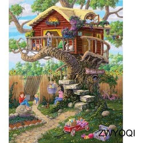 Full Square Diamond painting Cross stitch Cartoon tree house 5D DIY Diamond embroidery Full Round Diamond mosaic Girl garden toy