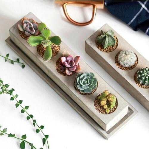 Rectangular 5 Hole Concrete Flower Pot Silicone Mold Garden Planting Mini Pot Flower Pot Mold