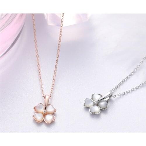 Luxury Natural Opal Clover Pendants Necklaces for Women Brass Never Fade Chain Choker Party Fashion Brand Jewelry Z432