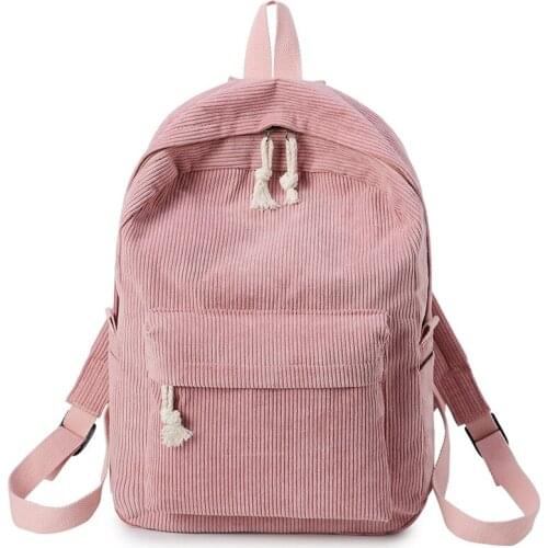 SAFEBET Style Soft Fabric Backpack Female Corduroy Design School Backpack For Teenage Girls Striped Backpack Women