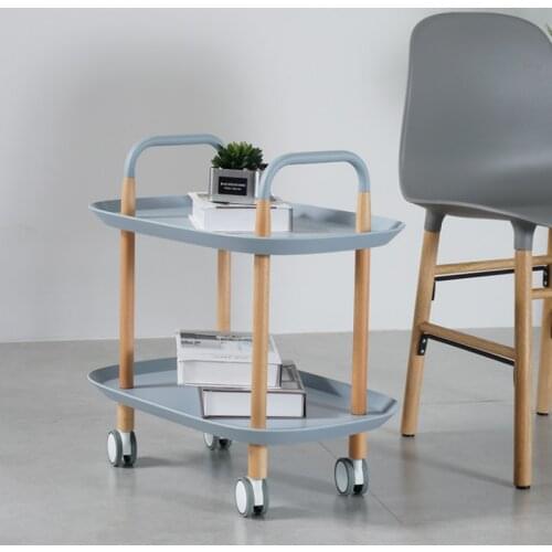 Nordic kitchen storage rack living room storage rack rack mobile side living room mini Danish brake trolley KT708406