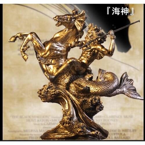 ANCIENT GREEK MYTHOLOGY WARRIOR ARTS AND CRAFTS FIGURE SCULPTURE POSEIDON HOME DECORATIONS OFFICE MENS HIGH-GRADE STATUE